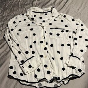 Soma White and Black Polka Dot Pajama Top